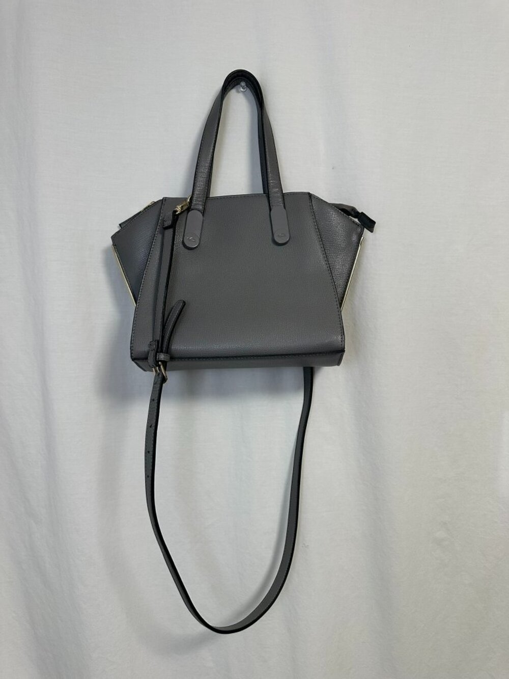 Carpisa Italian Grey Structured Faux Leather Top-Handle Crossbody Satchel